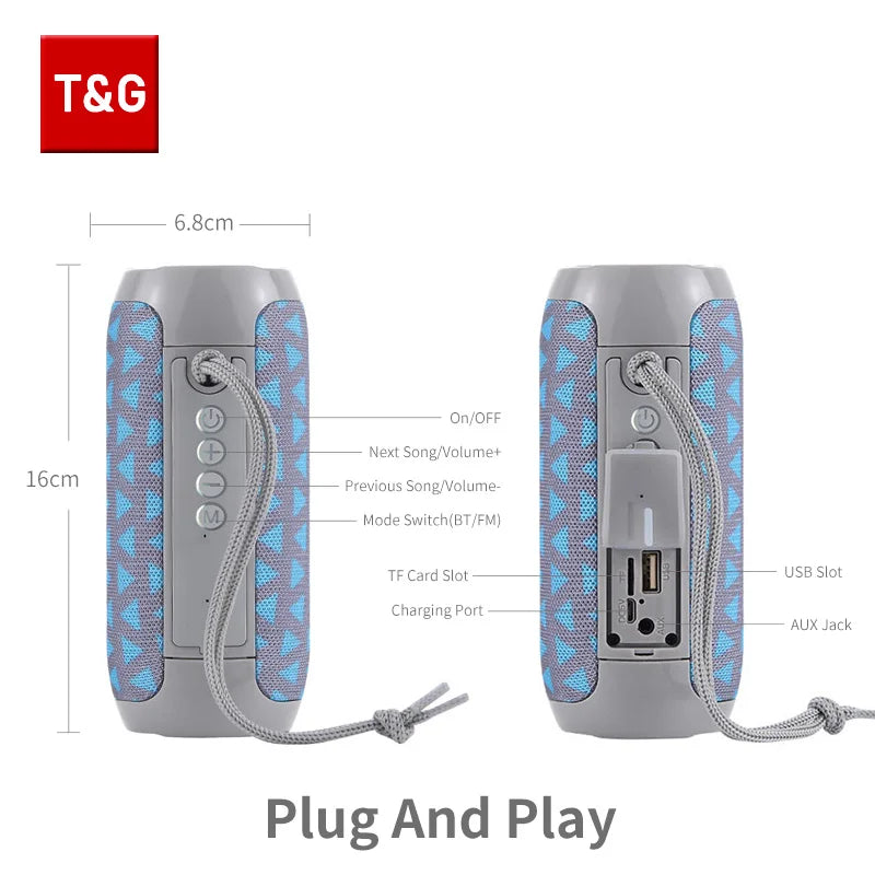 Tg117 alto-falante bluetooth portátil verdadeira caixa de som sem fio à prova dwireless água alto-falante estéreo ao ar livre surround suporta rádio tf